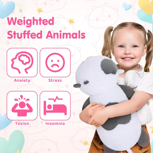 Weighted Stuffed Animals 4.0 Lbs – Cow Plush, Weighted Plush for Kids, Birthday Gifts for Women, Girls, and Males