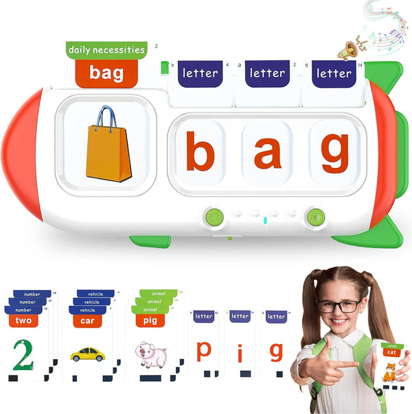 Spelling & Talking Flash Cards for Toddlers, CVC Words Spell Games with 107 Sight Words, Educational Toys