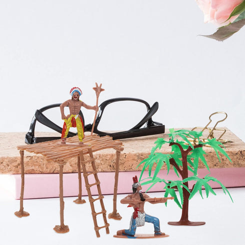 NUOBESTY Plastic Indians Figures Playset, Native American Action Figurines and Accessories for Miniature Sandbox