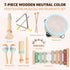 LeeQee 1 2 3 Set 3+ Montessori Toys for Year Old - Wooden Toys Baby Musical Instruments, Neutral Colors Percussion