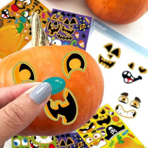 36 Sheets Halloween Pumpkin Craft Stickers, Kids DIY Make a Pumpkin Face Sticker for Halloween Treats Party Favors