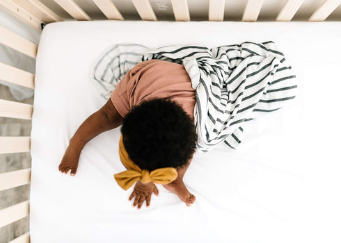 Copper Pearl Large Premium Knit Baby Swaddle - City Design