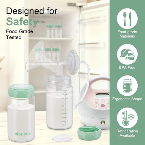 Momcozy 10oz, 4 Pack Natural Baby Bottles, BPA Free Breastmilk Storage Bottle for Breast Milk Cooler & Fridge