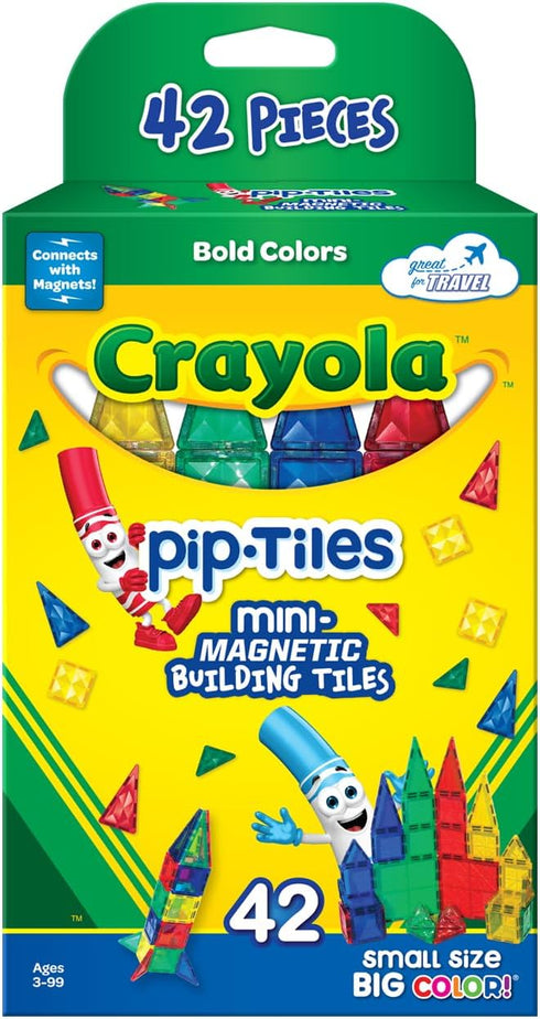 CreateOn Crayola Mini Magnetic PIP-Tiles, 42-Piece Building Set for Kids, STEM Travel Toys for Ages 3+