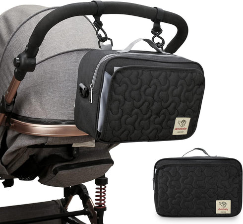 MOMIGO Stylish Baby Stroller Diaper Bag - Versatile Tote for Diapers, Wipes & Toys (Black Floral)
