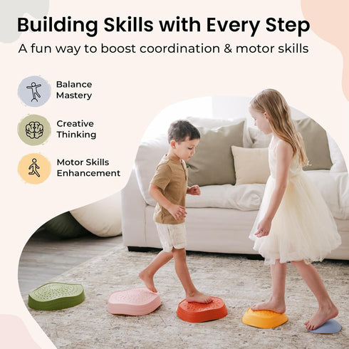 5pcs 3-5 Tiny Land Stepping Stones for Kids, Non-Slip Toddler Stepping Stones, Sensory Stepping Stones for Promoting