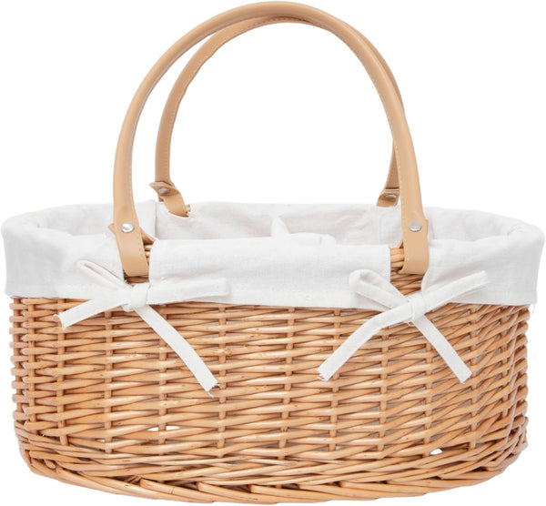 Handwoven Wicker Diaper Caddy Organizer, Multi - functional Baby Diaper Bag for