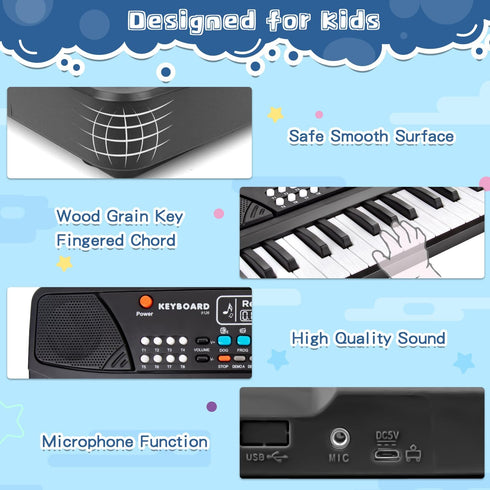Kids 37 Keys Keyboard Piano for Beginners, Electronic Piano with Microphone Educational Musical Toys for Ages 3-6