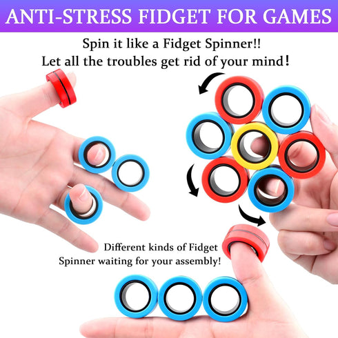 9 Set,ADHD 8+ Cevioce PCS Magnetic Ring Fidget Toys Anxiety Magnetic Fidget Toys Adults Boys,Coolest Fidget Spinner