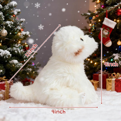 9 inches HollyHOME Maltese Stuffed Animal Realistic Maltese Dog Plush Toy Pet Fluffy Stuffed Puppy Dog Toys Gift