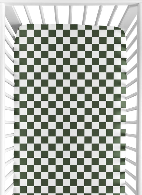 Sweet Jojo Designs Fitted Baby Crib Sheets (Green Gingham Checkered) for Boys