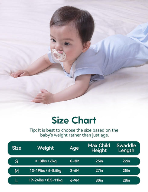 2-Way BABELIO Detachable Zip Sleeves Swaddle Temp-Sensing Baby Transitional Swaddle Arms Up Zipper Sleep Sack Soft Blue