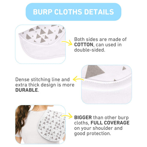 5 Pack Set, Burp Cloths for Baby Boys and Girls - Combed Cotton Baby Burp Extra Absorbent & Soft Burping Cloth, Burp