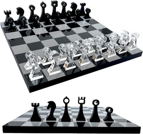 Luxury Travel Chess Set, 10" Portable Chess Game Set with Storage for Adults and Kids, Unique Lucite Board