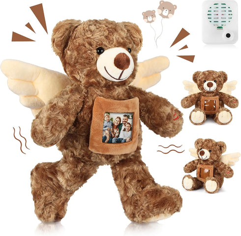 Leyndo Angel Remembrance Bear Plush Stuffed Animal with Recorder, 12 Inch Voice Recording Doll and Picture Frame