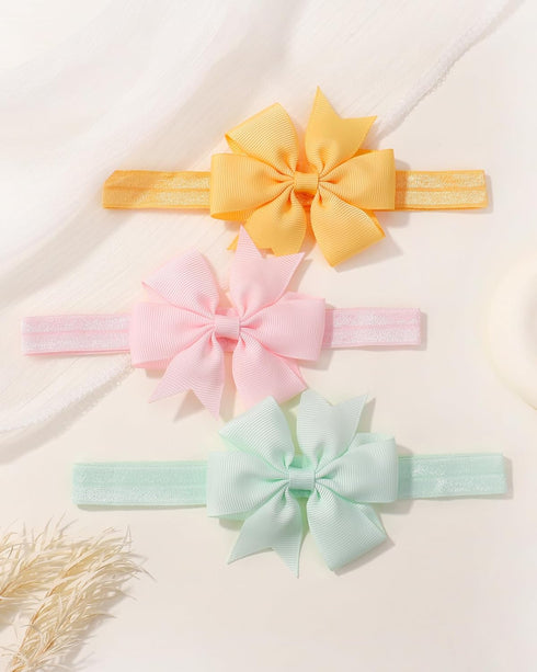 jollybows 40pcs Baby Girls Hair Accessories, 3" Grosgrain Ribbon Hair Bows Headbands for Infants Newborn Toddler