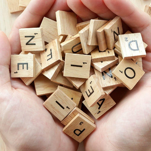 200PCS Wood Scrabble Letters for Crafts - DIY Gift Decoration, Alphabet Coasters and Crossword Game