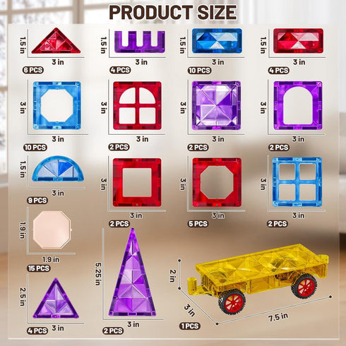 80 3 4 5 6 7 8+, Set 3-5 4-8, 2-4 MSKOLER PCS Magnetism Blocks Tiles for Kids Ages Building for Toddlers Stacking
