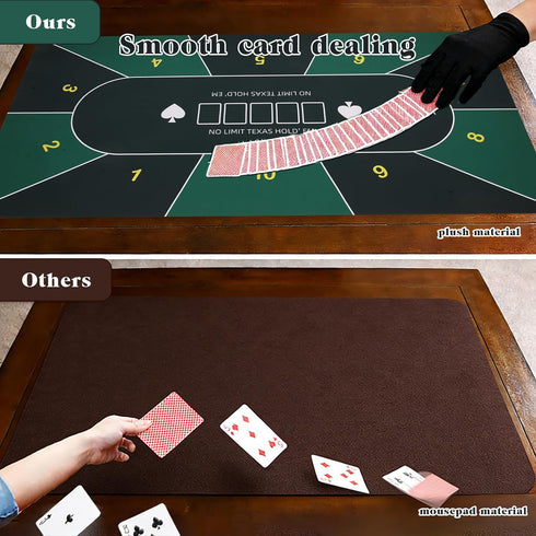 YOMEYOT 70"x35" 10 Poker Table Top Mat Blackjack Poker Mat with Non Slip Rubber Backing and Carry Bag for Home Poker