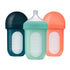Boon 2 3 Count 8 Oz 2 Count Nursh Silicone Baby Bottles with Straw Sippy Cup Lids - Stage Medium Flow - Mint - Bottles