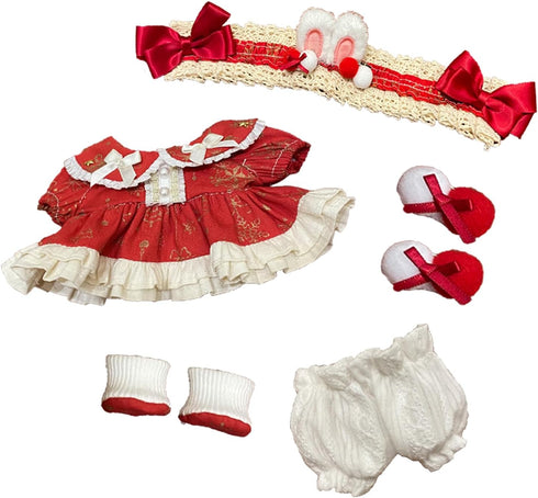 Plush Doll Clothing Set for 20cm Anime Character, Adorable Costumes for Plush Toys Gift for Girls (Red Clothes)