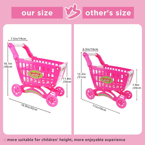 65 Playset deAO Kids Shopping Cart Trolley for Groceries Toddlers Food Fruit Vegetables Pretend Play Food Role Play