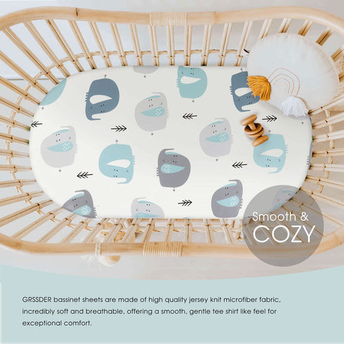 Stretchy Ultra Soft Fitted Bassinet Sheets, 2 Pack Universal Sheets for Rectangle, Oval, or Hourglass Mattresses