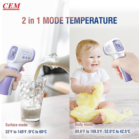 CEM DT-8806 Digital Thermometer for Adults and Kids - No Touch Forehead Thermometer with Fever Alarm and Instant