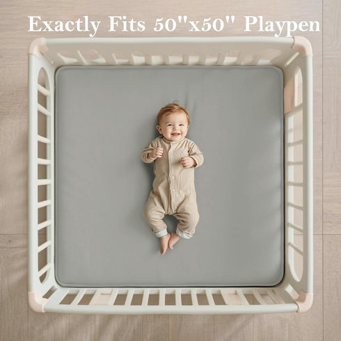 PapaMama Floor,1.3" 50"50" Tummy Baby Play Mat for Thick Elasti-Foam Playpen Mat for Time,Water Repellent Soft Coral