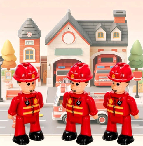 FUNERICA Toy Fireman Action Figures for Kids, Firefighter Figurines Community Helpers Toys for Fire Station Playset