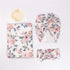 Buduhek Sets Baby Receiving Swaddle Blanket and Headband with a Name Card for Baby Girl (Pink and Blue Floral)