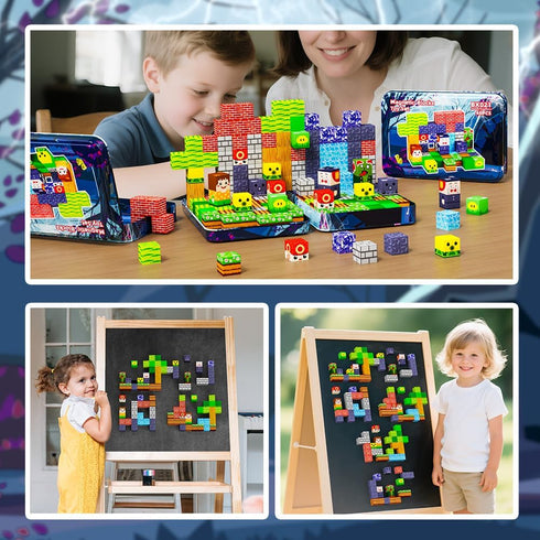 Voxifyx 48 Set Magnetic Building Blocks, Piece with Portable Iron Box, Kids Toys for STEM Learning, Children's Travel