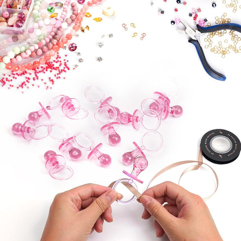 100 2.75 Inch Pieces Plastic Pacifier for Baby Shower, Baby Shower Pacifier for Gender Reveal Party Decoration DIY