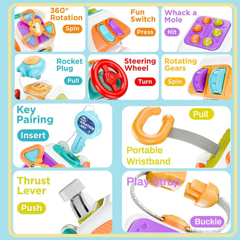 Busy Cube for Toddlers 2-3, Montessori Sensory Activities Busy Board Baby Gifts Infant Boys Girls Travel Toys Educational Learning (10 in 1)