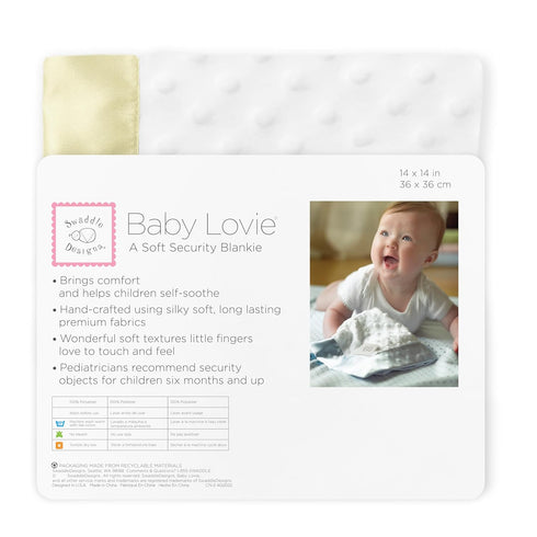 SwaddleDesigns Small Baby Lovie Security Blanket, Plush Dots with Satin Trim, Pastel Yellow