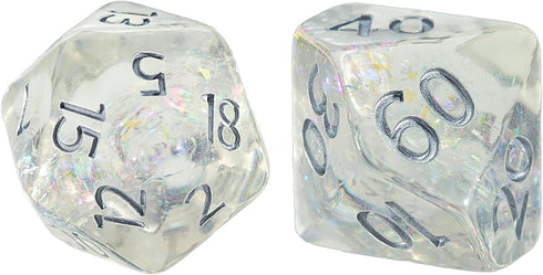 Gate Keeper Games and Dice: Holographic Dice - Unicorn 7pc Set, Transparent Holographic Glitter Swirl