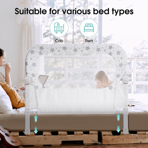 35.7" NUTIKAS Baby Bed Rail Guard for Crib - Toddler Bed Rails for Twin,Full, Queen, Toddlers, Bunk Size Bed Swing Down