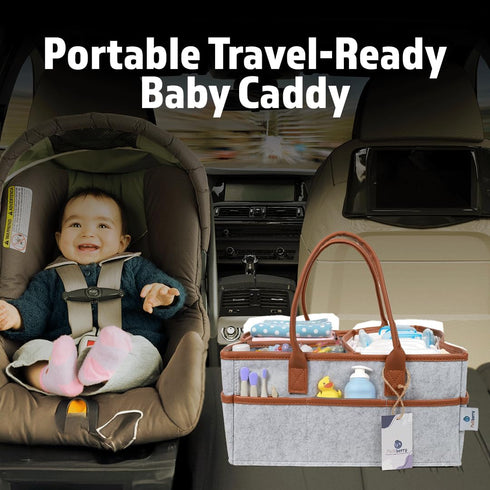 Melliberry Baby Diaper Caddy Changing Table Organizer - Baby Basket Diaper Caddy Organizer with Handle - Basket