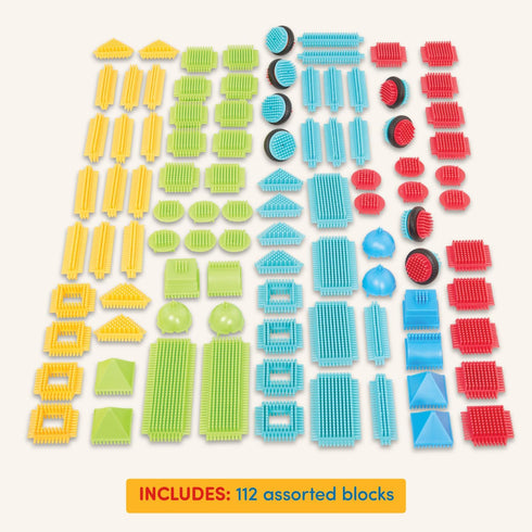 112 Playset Set 2+ Battat Bristle Blocks STEM Interlocking Building Blocks Pieces Developmental Toys for Toddlers & Kid