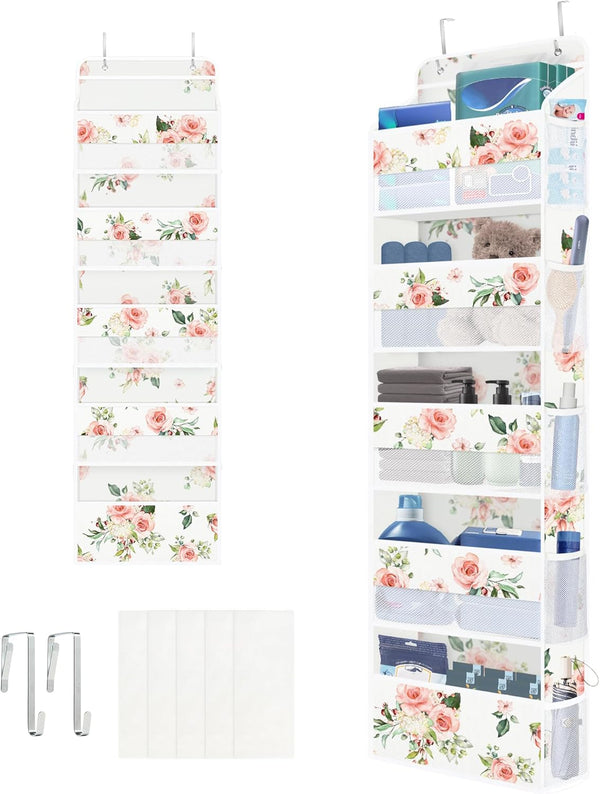 Clastyle Flower Over the Door Organizer Leaf Nursery Hanging Storage Organizer for
