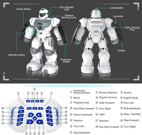 VAV Toys for 6-10 Year Old Boys Girls - Rechargeable Remote Control Robot Toy, Intelligent Programmable RC Robot