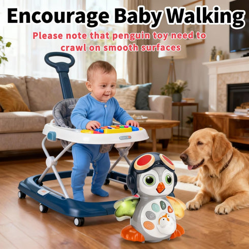 Tummy 6-18 Crawling Penguin Baby Toy with Music & Lights, Interactive Time Toy for Infants Months, Early Development
