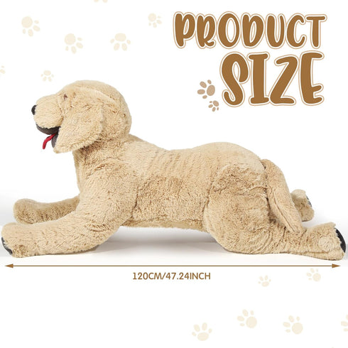 Geosar Giant Dog Stuffed Animals, Fluffy Labrador Large Plush Toy, Big Cuddly Body Pillow, Gifts for Kids & Pets, Gold