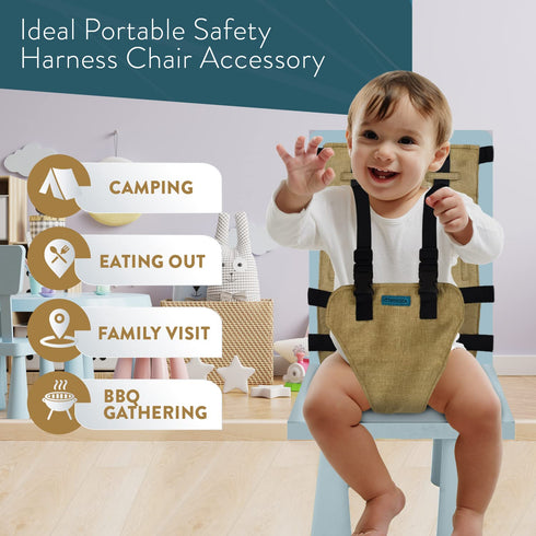 VEVOZA Baby Portable High Chair for Travel | Essential Travel Highchair | Baby Chair Harness
