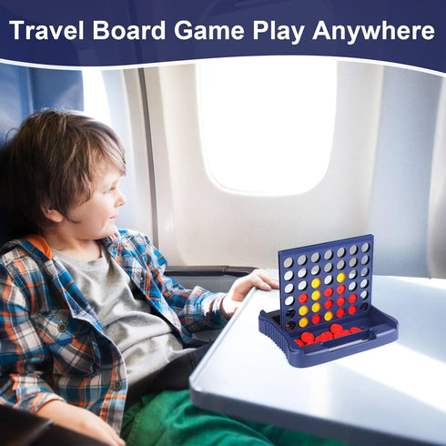 4 in a Row Connect Game - Travel Board Games for Kids Adults, 9 x 7.4 inches (Blue)