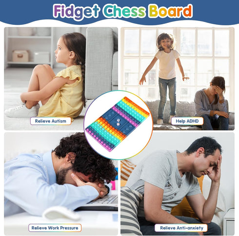 Pop Games Fidget Toys for Kids, Pop Chess Board for Multiplication Game, Push Bubble Math Games for Family School