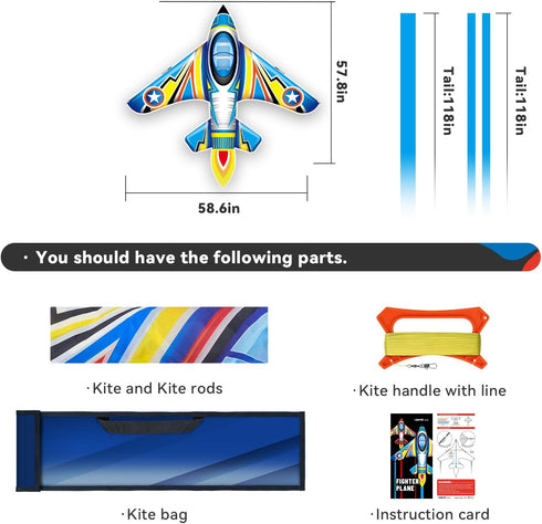 SGftre Airplane Kite for Kids and Adults, Easy to Fly with Durable Fiberglass Frame, Outdoor Fun Sports Plane Kite