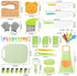 50PCS Set Kids Kitchen Cooking - Crocodile Wooden Kid Safe Knife Cutting Board Apron Gloves Fruit Vegetable Crinkle