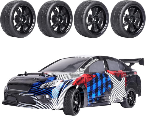 4PCS Rubber Tires & Wheel Rims 12mm Hex Hub for 1/10 Scale RC Vehicle - Width: 1.02" (26mm) OD 2.56"(65mm)
