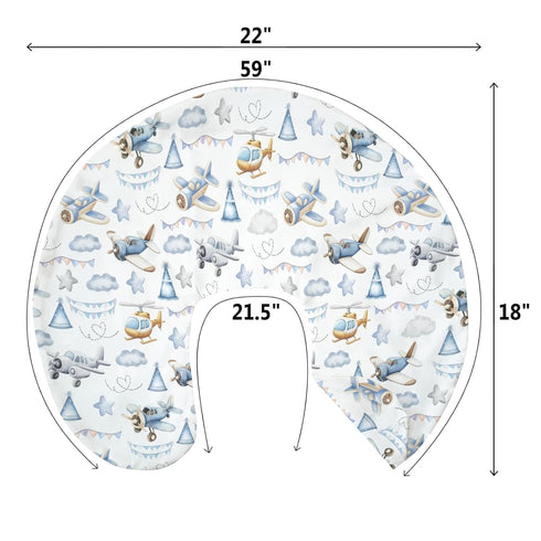 Vintage Planes Airplanes Helicopters Nursing Pillow Covers for Boy Girl Retro Stars Plane Clouds Sky Nursery Slipcover
